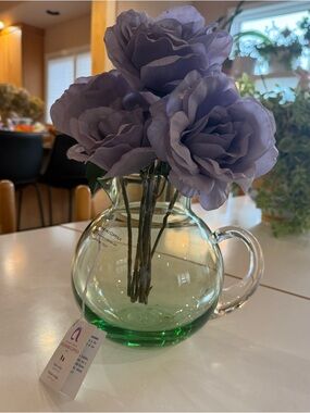 Brand New Italian Green Murano Glass Pitcher